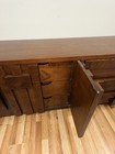 Mid Century Modern Lane Staccato Brutalist Walnut Triple Dresser Credenza