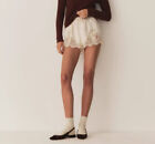 Women Doen Silk Lace Slim Fit A-line Shorts Apricot