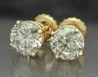 2 00 Ct Round Cut Gra Moissanite Earrings 14k Solid Yellow Gold Studs Screw-back
