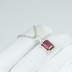 925 Sterling Silver Red Ruby Necklace  July Birthstone Gift For Her Pendant 13ct