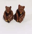 Vintage Sitting Brown Bears Salt   Pepper Shakers Set