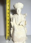 Vintage Ancient Chinese Emperor Statue Ivory Colored Carved Resin Art Figure