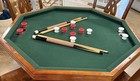 Octagon Reversible Poker Game Tabletop  Green Felt   Wood Top  2-8 Players