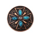 1  Set Of 4 Conchos Western Saddle Tack Copper Stone Rhinestone Co529