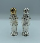Toy Soldier Nut Cracker Salt   Pepper Shakers Godinger Silver Plated 1994 New 