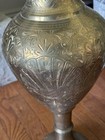 Vintage Large Etched Brass 24    Vase Pedestal Base Made India Hollywood Regency