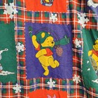 Vintage Disney Christmas Winnie The Pooh Twin Flannel Plaid Fitted Bed Sheet