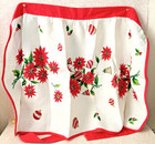 Vintage Christmas Apron Poinsettias  Large Half Waist Tie