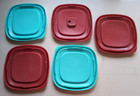 Lot Of 5 Rubbermaid Easy Find 6 1 2  Red   Teal Replacement Lids 7j64
