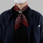 Western Bandana Scarf With Vintage Coin Buckle  Paisley Pattern Neck Scarf For M