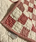 Pottery Barn Kids Red White Plaid Patchwork Gingham Stripe Cotton Quilt Twin