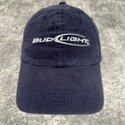 Bud Light Hat Cap Strap Back Navy Blue Embroidered Beer Promo Adjustable Mens