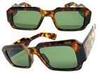 Classic Vintage Retro Hardcore Biker Style Sunglasses Tortoise Frame Green Lens