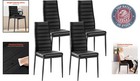 Set Of 4 Modern Upholstered Leather Dining Chairs With Ergonomic Design - Black