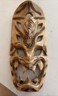 Vtg Hawaiian Monkey Pod Tiki Wood Tribal Wall Mask Double Face Dragon Hawaii