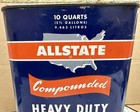 Original Vintage Allstate Compounded Motor Oil Metal Can 2-1 2 Gallon 10 Quart