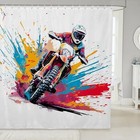  Dirt Bike Shower Curtain 72 x72  72 w X 72 l  pack Of 1  White Colorful