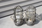 Pair Vintage Glass Adalet Vj-2 Industrial Explosion Proof Light Fixture 11 3 x5 