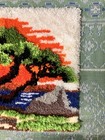 Vintage Latch Hook Rug Mcm Wall Hanging Sunrise Sunset 39 x26 