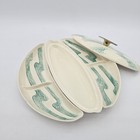 Vintage Bell Pottery Atomic 3 Piece Set Aqua Swirls Gold Splatters Mcm