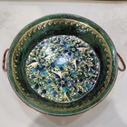 Vintage Enamel On Hammered Copper Bowl Hand Painted India Kashmir Mcm 8 75  Read