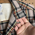 Vintage Sears Pilgrim Shirt Men Large Plaid Flannel Sanforized Loop Collar 1950s