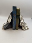 Vtg Mcm Cast Metal Silver Dogwood Flower Bookends Set Of 2 Philadelphia Mfg Co