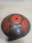 Vintage Wooden Mushroom Trinket String Holder Carved Wood Floral Cottagecore