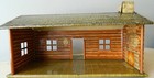 Vintage 1950s Marx Fort Dearborn Stockade Playset Tin Toy Log Cabin Building