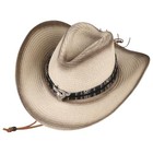 Straw Cowboy Hat For Men Women Wide Brim Western Straw One Size Beige coffee