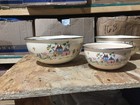 Vtg Set Of 3 Enamelware Nesting Bowls Heartland Pattern Some Chips Mixing