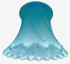 Blue Glass Electric Lamp Shade Dewdrops Against Vertical Ribs 5 5  High
