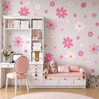 52 Pcs Large Pink Daisy Wall Decals - Peel   Stick Flower Wall Art Decor
