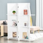 4 Panel Privacy Screen  Room Divider With 3 Shelves White