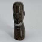 African Art Male Bust Vintage Hand Carved Stone Decorative Head Sculpture 5   
