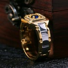 Two Tone 925 Silver   Gold Plated Ring Men Cubic Zircon Ring Sz 6-12