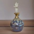 Vintage Lee Studio Art Glass Perfume Bottle Iridescent Gold Dove Stopper Signed