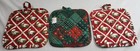 Vintage Christmas Duck Potholders Set 3 Red Green 8 5x8 5 Quilted Grannycore