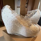 Ivory Satin Lace Platform Wedge Bridal Shoes High Heel 3 In  Up Elegant Wedding