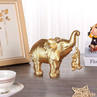 Gold Elephant Statue Decor Swing Figurine Resin Good Luck Gift 7 Inch Home
