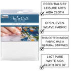 Essentials By Leisure Arts Aida Cloth  14 Count  Pure White Cross Stitch