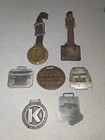 Vintage Lot Of 7 Antique Watch Fobs Construction Heavy Equipment Key Ring Fob