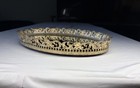 Vintage Oval Mirrored Vanity Tray Hollywood Regency Gold Filigree Perfume Plate