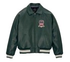 Men   s Avirex Leather Bomber Jacket Vintage Style Flight Varsity Coat Retro Usa