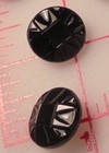 12 Vintage Medium Czech Glass Shank Button Black Square Center Design 3 4  17mm