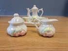 Vtg Miniature  Tea Set Mini Dollhouse White Fruit 8 Piece Set   A1