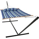 Quilted Double Outdoor Hammock With Stand  Catalina Beach By Sunnydaze