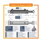 3x12 Hydraulic Cylinder - Double Acting Welded Cross Tube Hydraulic Cylinder    