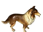 Vintage Ceramic Collie Dog Figurine Brown   White Made In Japan 6 1 2  X 4 3 4 
