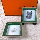 Hermes Mini Change Tray Porcelain Ashtray Scottish Terrier Set Of 2 With Box